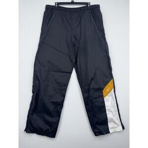 Vintage Y2K Nike Black Yellow Track pants Baggy Wide Leg Size Medium Drawstring